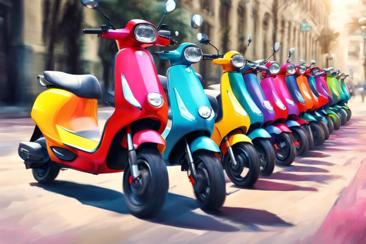 Scooters électriques colorés pour un transport écologique